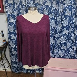 Liz Claiborne Plum V-Neck Blouse